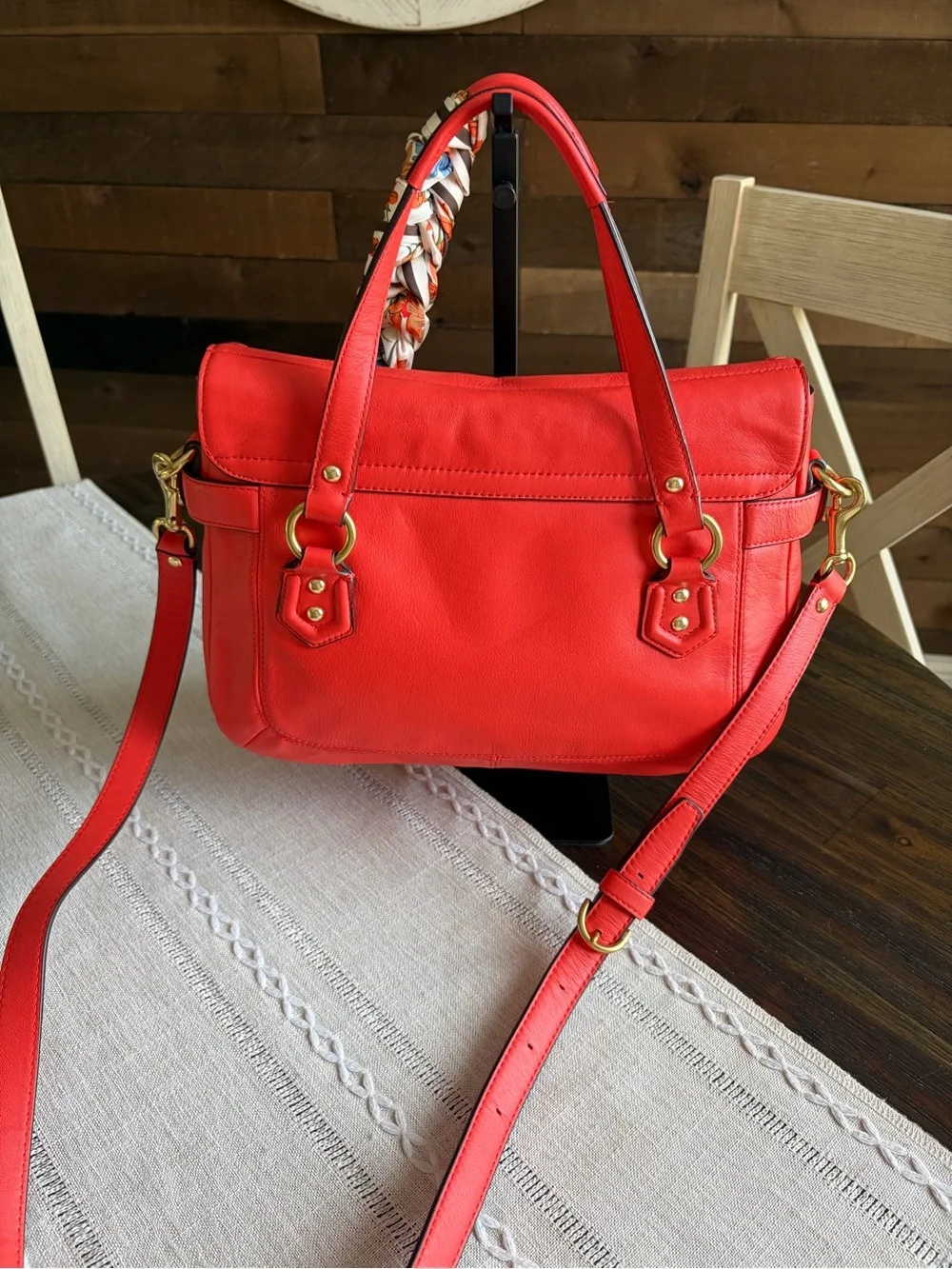Coach Campbell Small Leather Satchel W/crossbody Strap
